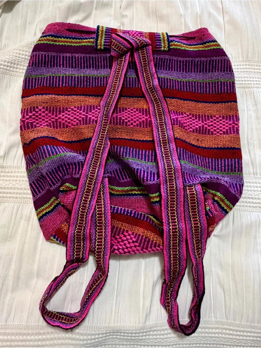 Artesanias Pinzon Backpack Mexican Woven Drawstring Unisex Boho Bag Satchel